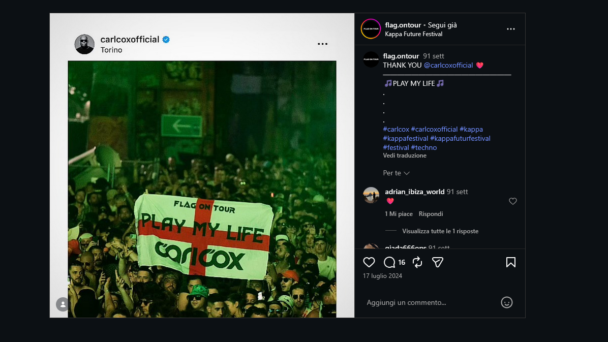 Post Instagram in cui Flag On Tour è taggato